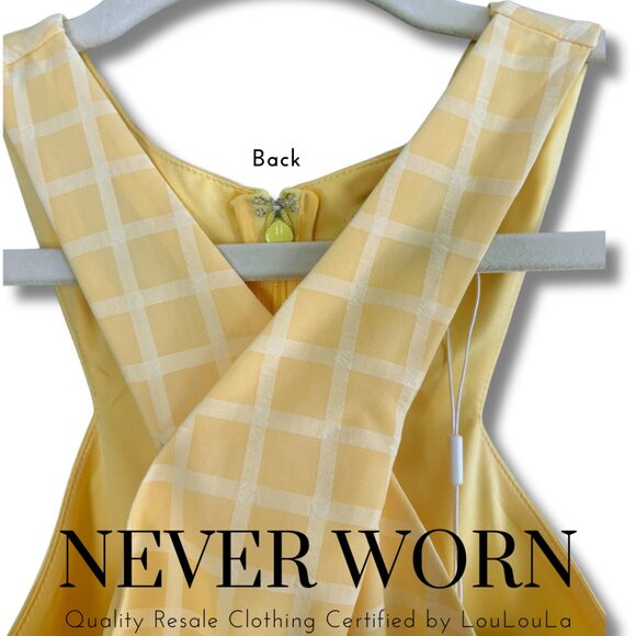 Likely Brand, Soft Yellow Check, Reni Dress | Never Worn | Size 14 - Picture 4 of 5